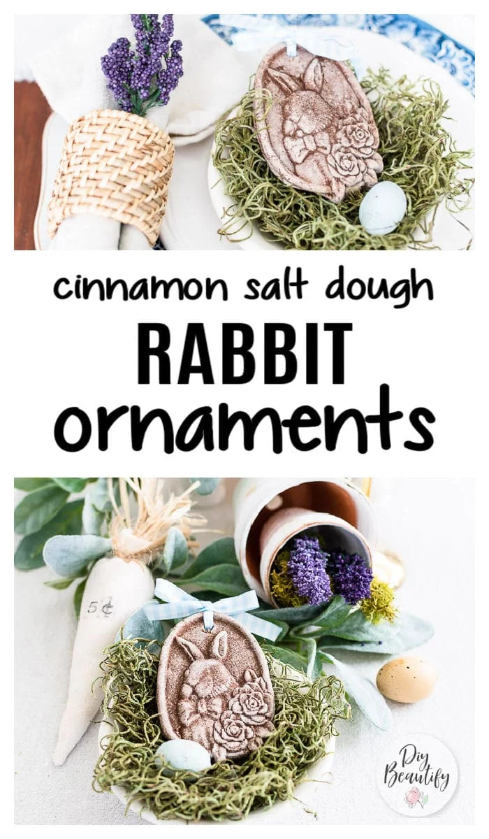 cinnamon salt dough rabbit ornaments for Spring and Easter decorating