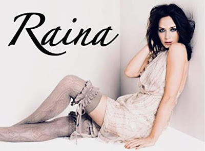 Emily Blunt in fancy underwear posing sexy the caption reads Raina