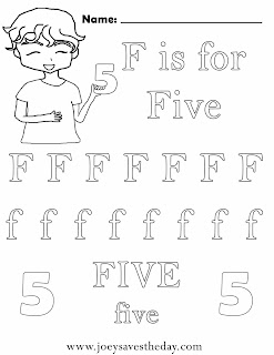 F is for Five worksheet