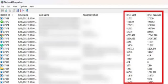 استخدم برنامج NetworkUsageView