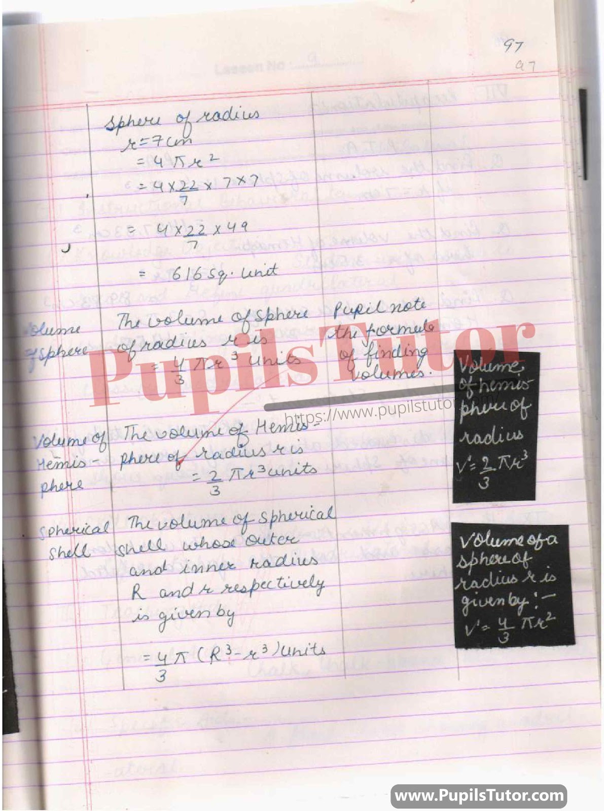 Lesson Plan On Surface Area And Volume Of Sphere For Class 9, 10th.  – [Page And Pic Number 5] – https://www.pupilstutor.com/