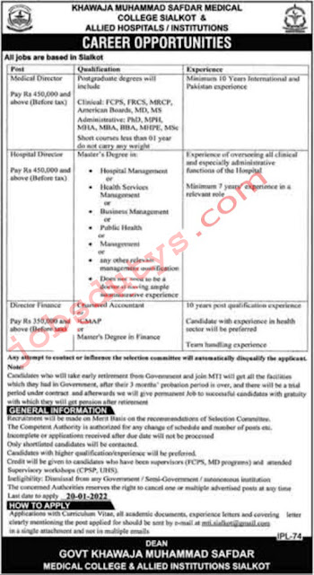 Latest Jobs 2022 Occupations College Medical 2022 - Today Jobs 2022 Job Advertisement online Jobs in government and private for male and females. Lat