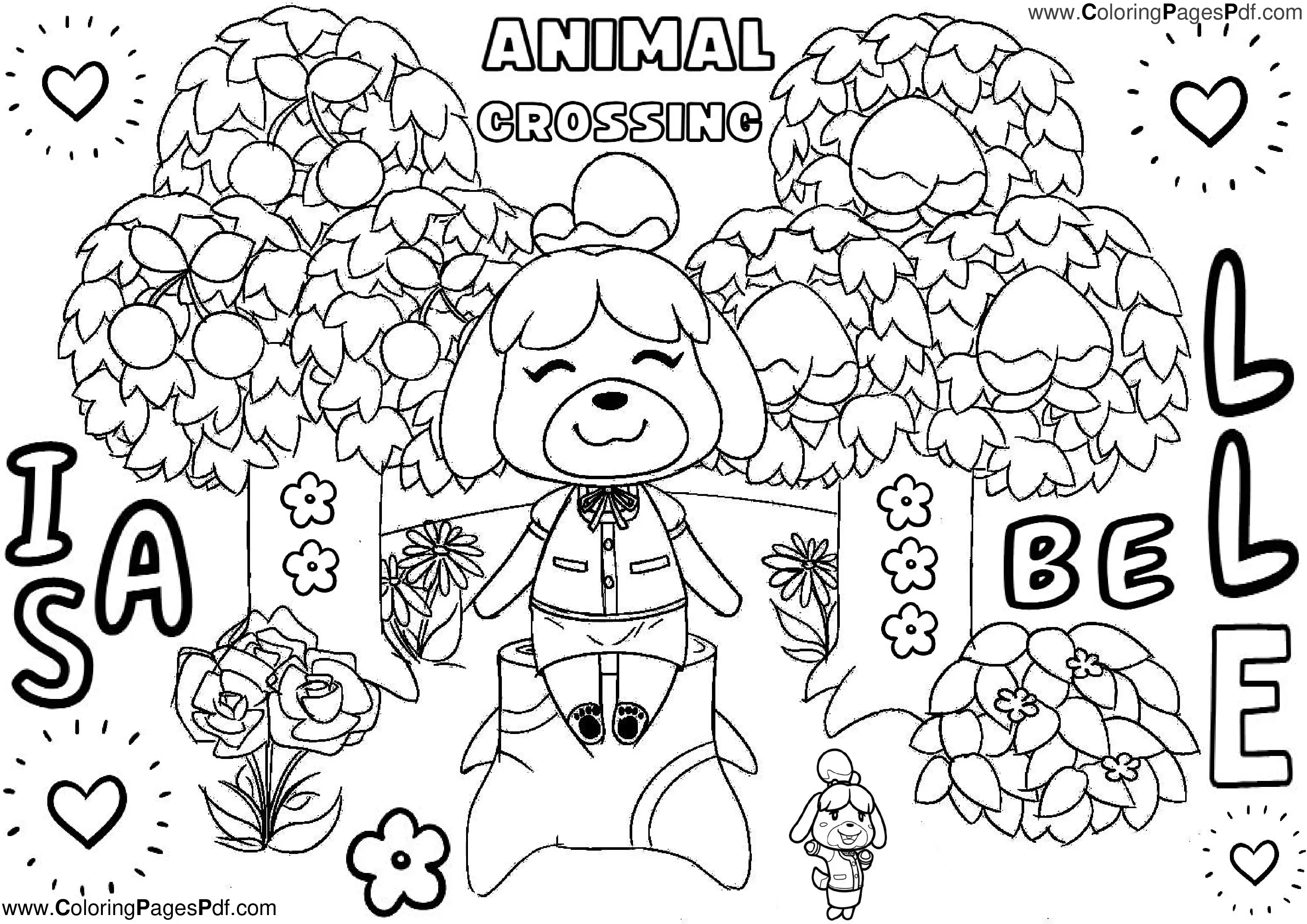 Animal crossing coloring pages isabelle