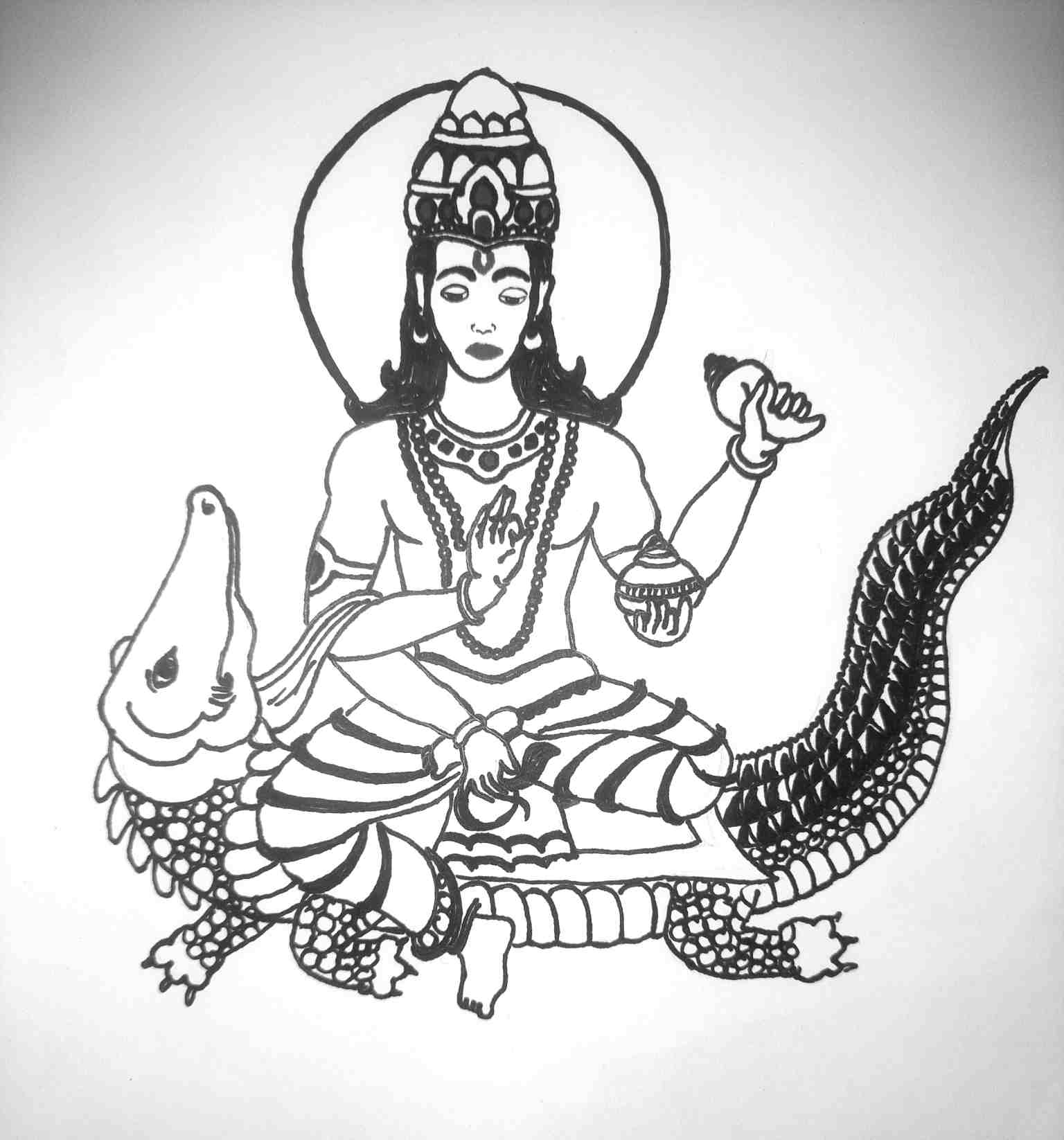 Sketch of Varun Dev : God of oceans & sky