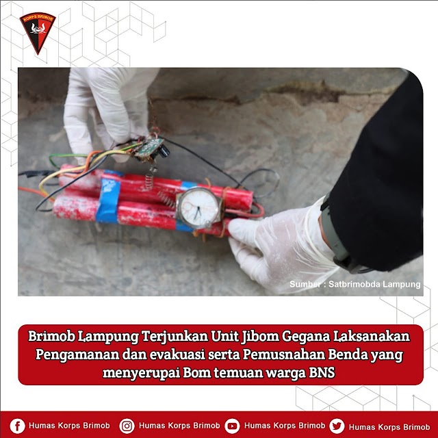 Brimob Lampung Lakukan Pengamanan dan Evakuasi Benda yang Menyerupai Bom