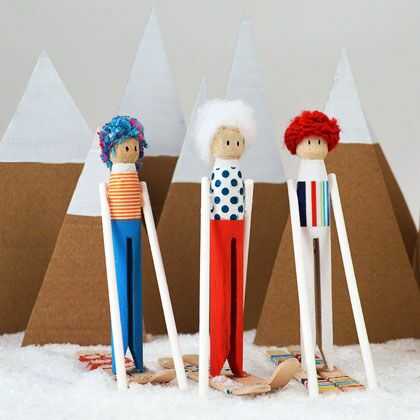 Olympic Skiing Clothespin Dolls Craft