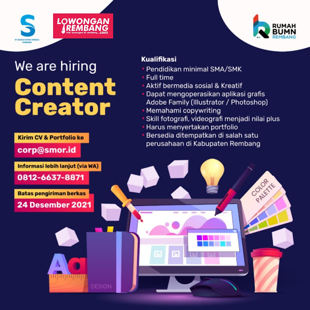 Lowongan Kerja Content Creator Rumah BUMN Rembang