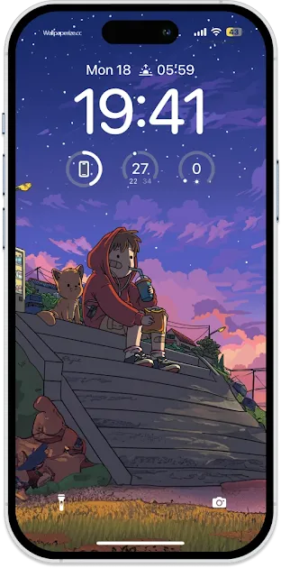 Chill Street Serenade: Phone Wallpaper with Guy and Cat