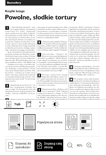 PocketBook InkPad Lite – strona czasopisma z tekstem w kolumnach