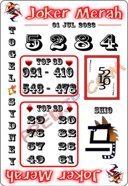 Prediksi Joker Merah Sdy Sabtu 01-Juli-2023