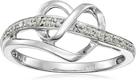 Sterling Silver Diamond Heart Ring (1/20 cttw, I-J Color, I3 Clarity) | iko women's fashion