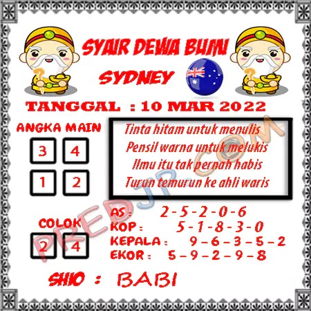 Prediksi Dewa Bumi Sdy Jumat 10-Mar-2023