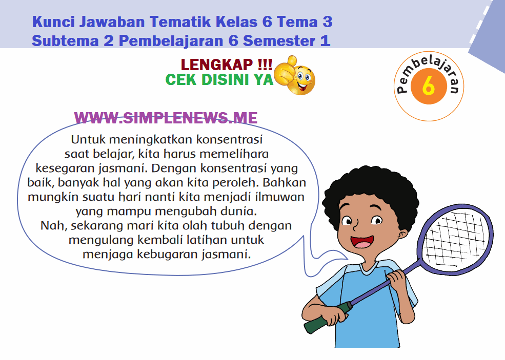 Kunci Jawaban Tematik Kelas 6 Tema 3 Subtema 2 Pembelajaran 6 www.simplenews.me