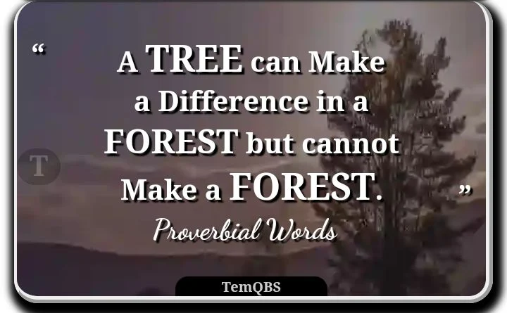 A tree can make a difference in a forest but cannot make a forest - Proverbial Quote