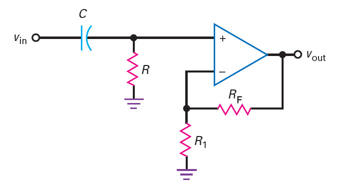 non-inverting first order active high pass filter circuit diagram