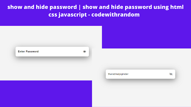 Show Password In Html With Eye Icon