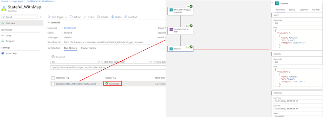 Workflow run history in Azure portal