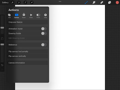 menu canvas di procreate