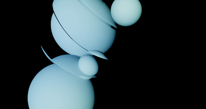 Blue Parabolic Orbs by Jim Keaton ©Structured Art 2022, Gardner Keaton Inc.