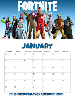 Free Printable 2022 Fortnite Calendar