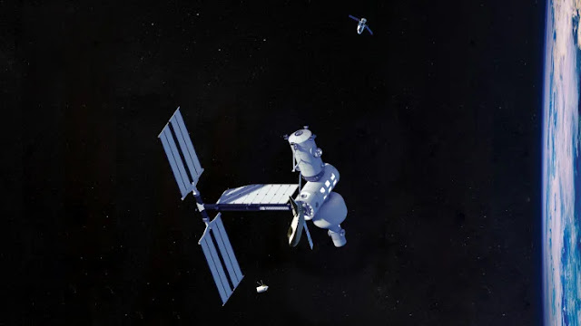 Impresión artística de la estación espacial Orbital Reef, fundada por Jeff Bezos. Fuente: Orbital Reef