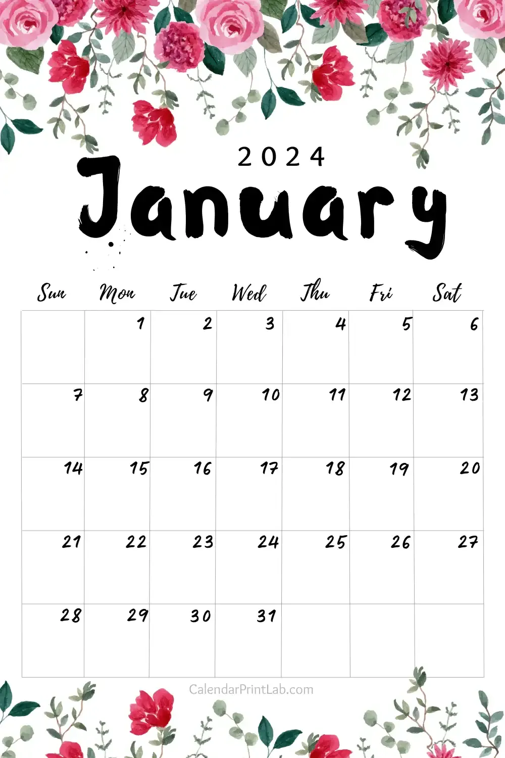 January 2024 Floral Calendar