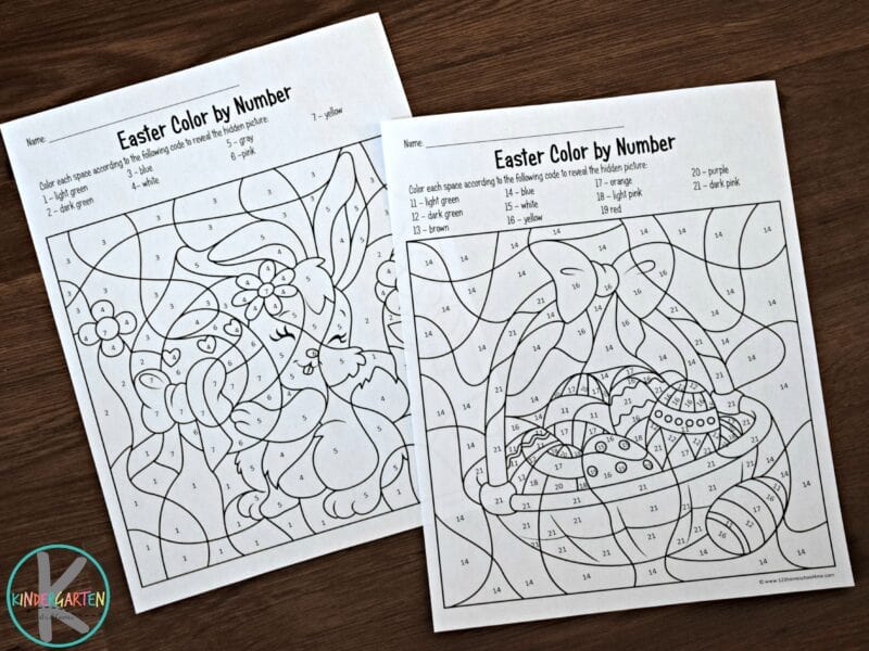 easter color by number free printables