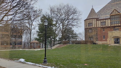 view of Sullivan Lawn from Learning Commons front windows