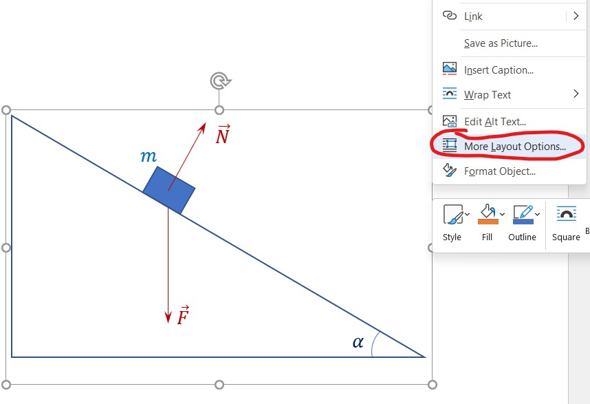 Đặt chế độ More Layout Options cho hình trong word