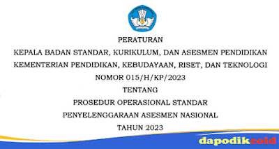 Keputusan Kepala BSKAP Kemendikbud Nomor 015/H/KP/2023 tentang POS AN ANBK tahun 2023 dan jadwal AN