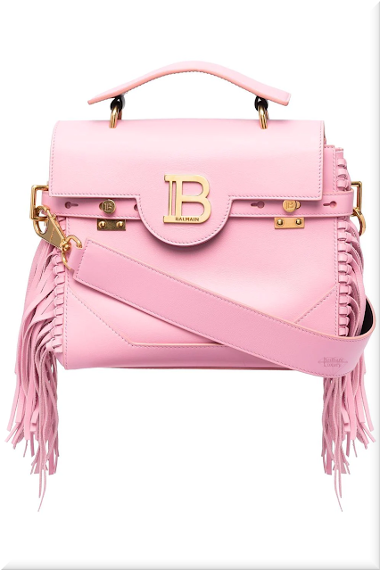 ♦Balmain BBuzz 23 pink fringed calf leather tote bag #balmain #bags #pink #brilliantluxury