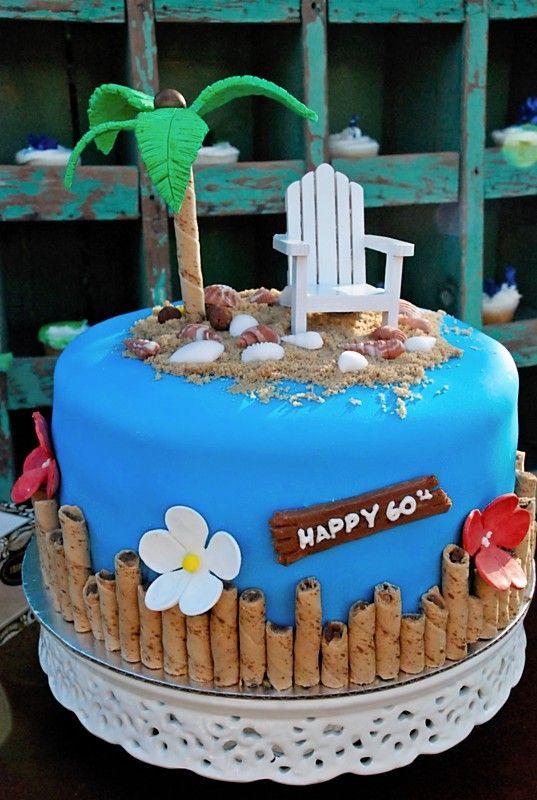 simple beach theme cake