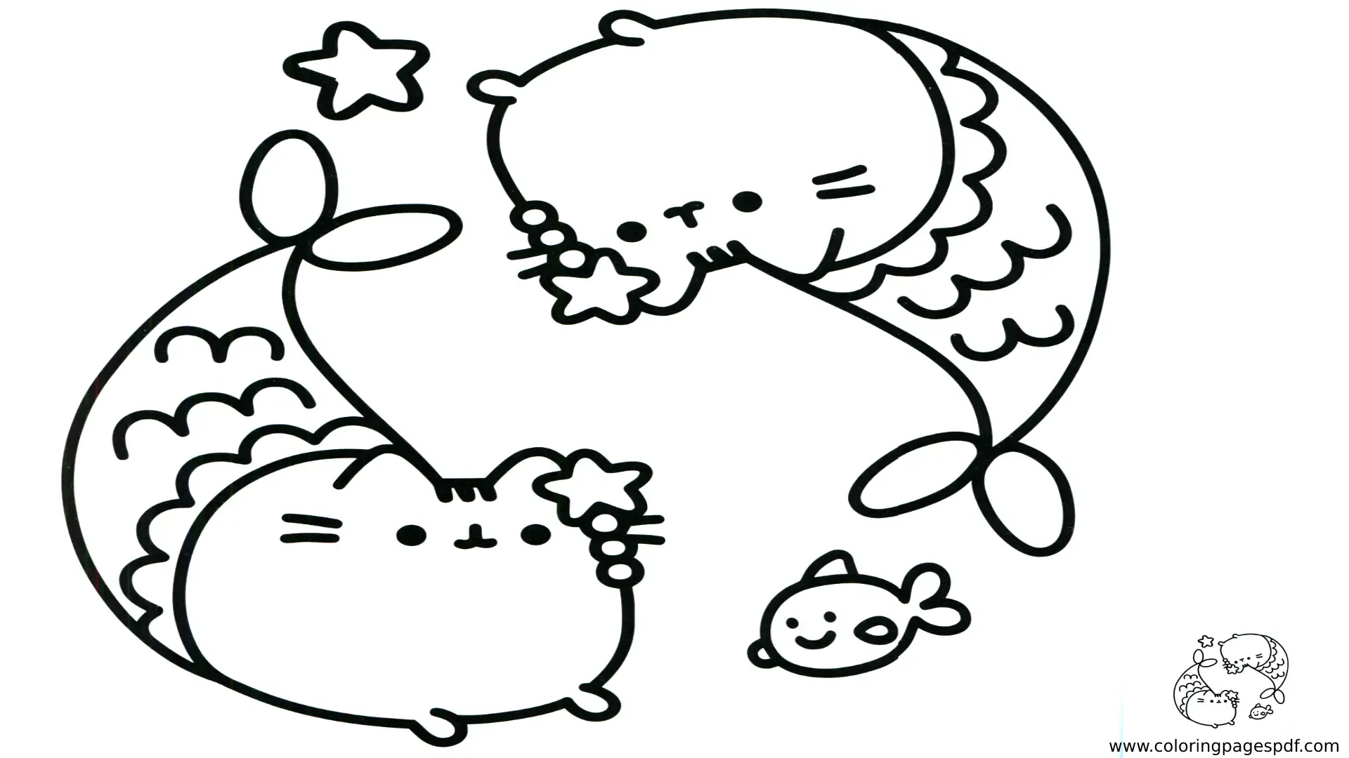 Coloring Pages Of Mermaid Pusheen