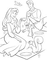 Prince and princess in picnic coloring page