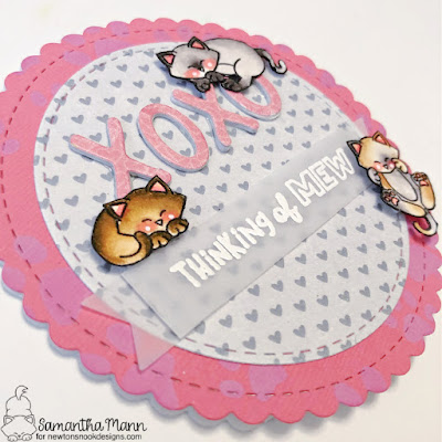 XOXO Card by Samantha Mann for Newton's Nook Designs, Circle Shaped, Shaped Card, Valentine's Day, stencil #newtonsnook #newtonsnookdesigns #circleshapedcard #shapedcard #xoxo