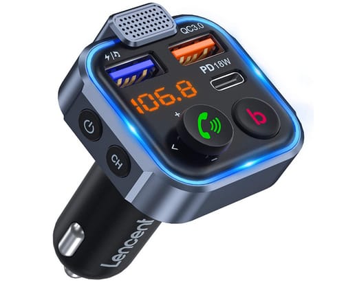 LENCENT Bluetooth 5.0 Radio FM Transmitter in-Car Adapter