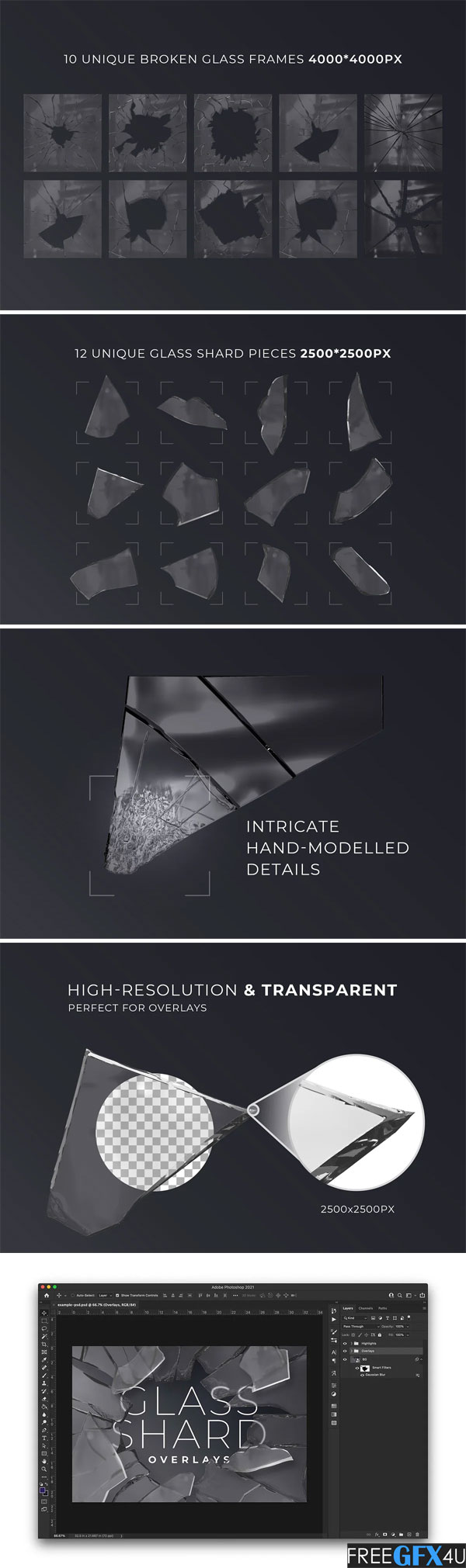 Realistic Glass Shard Overlays