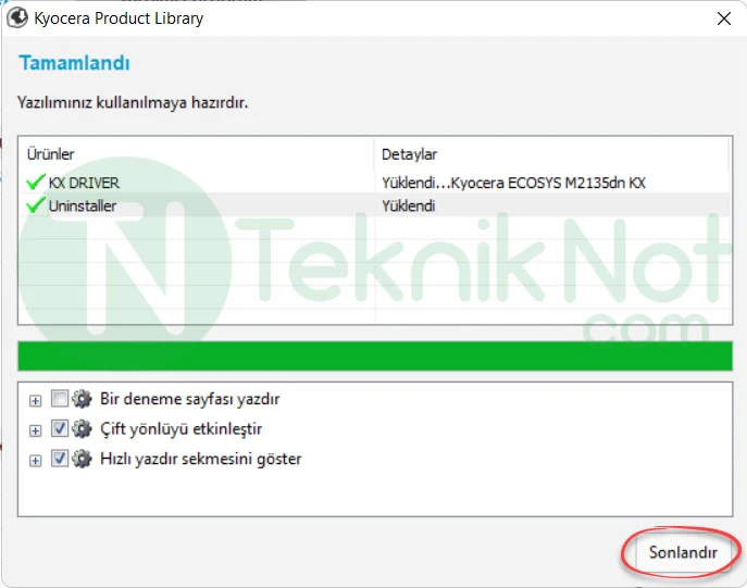 Kyocera Yazıcı Sürücüsü Yükleme