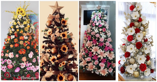 Mi Fiesta Creativa: Usando flores para decorar un árbol navideño