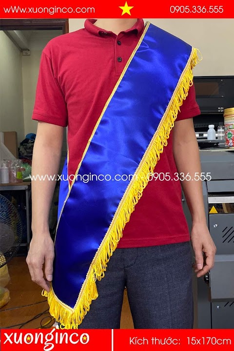In băng đeo chéo màu xanh dương
