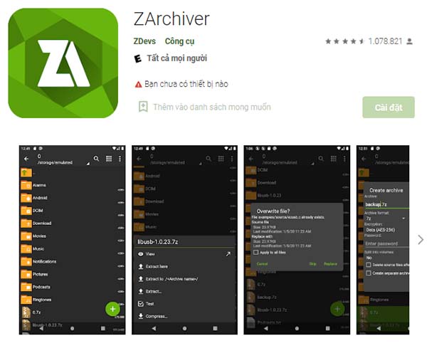 ZArchiver cho Android - Tải về APK mới nhất a