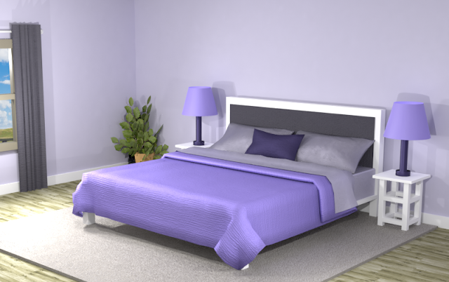 French Lilac (#C8C4DA) Monochromatic Room