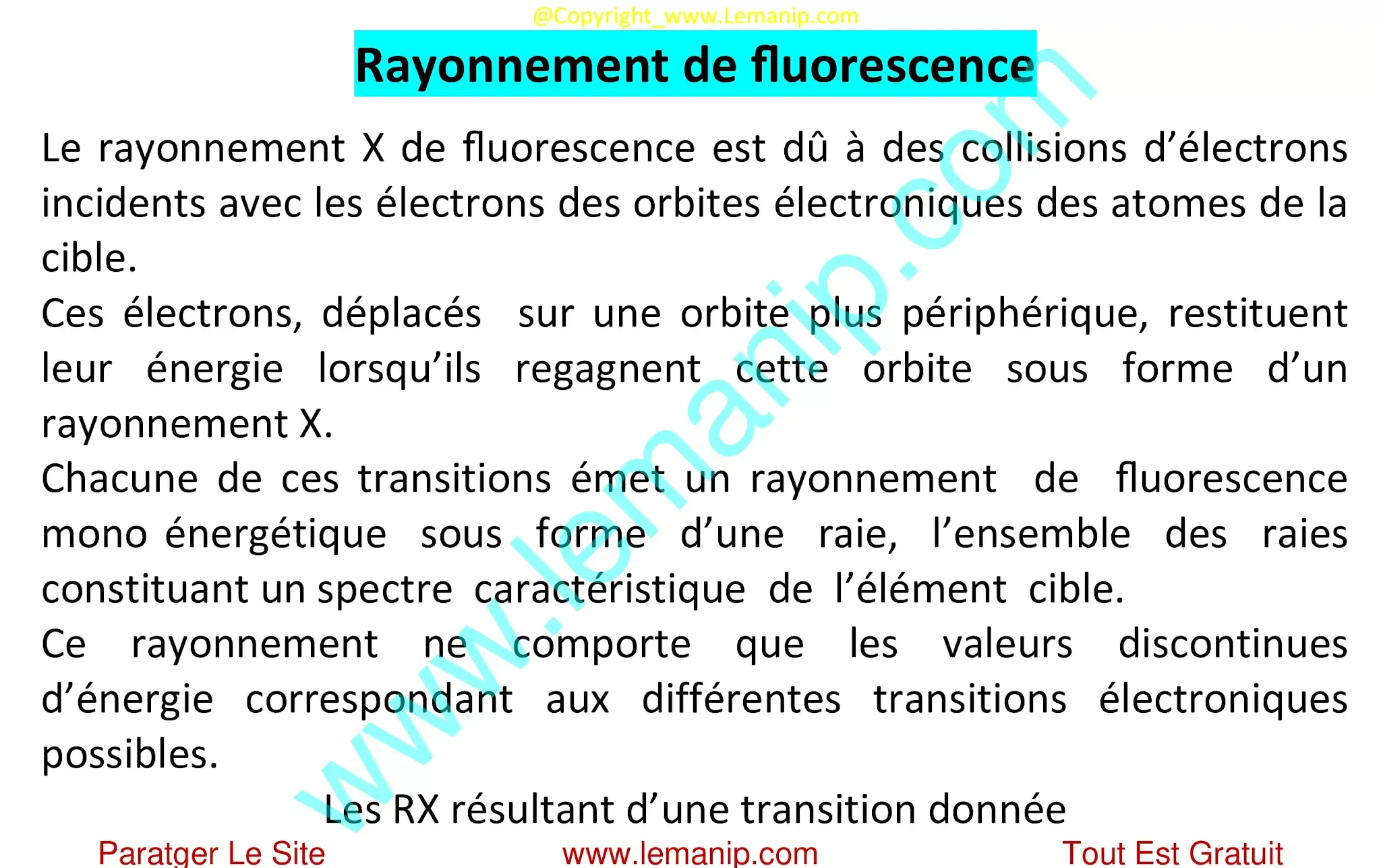 Rayonnement de ﬂuorescence