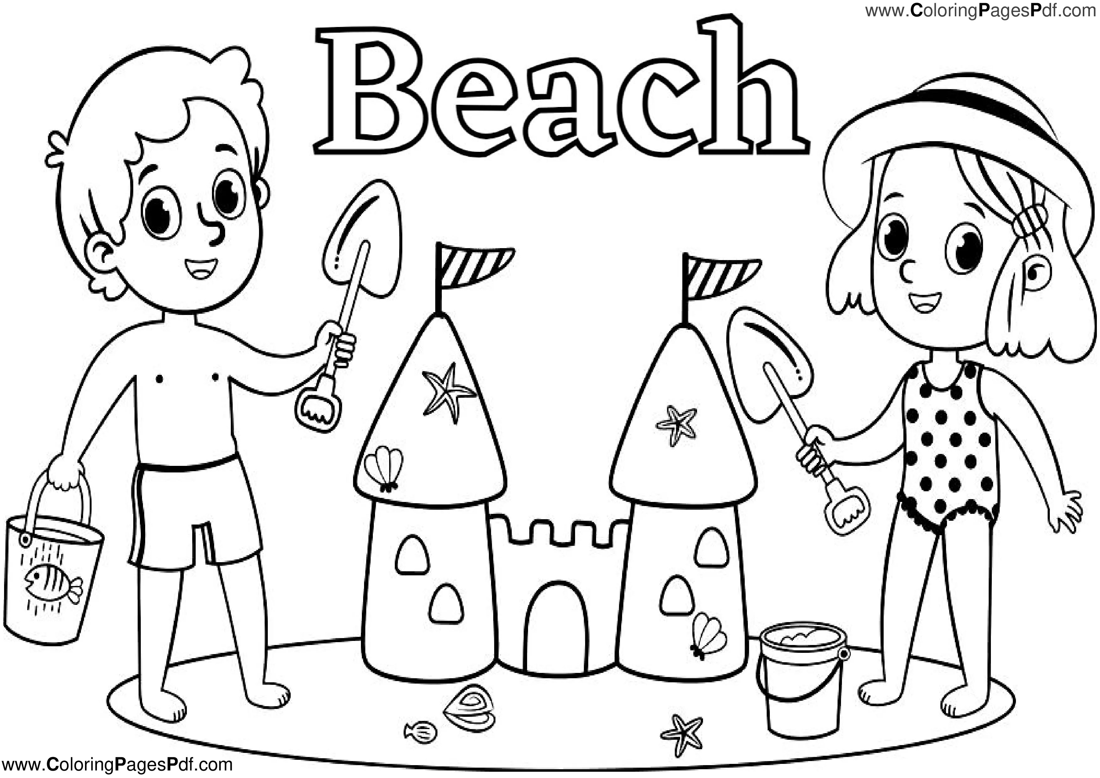 Beach coloring pages for kids