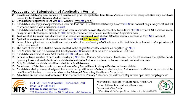 Health Department Punjab Jobs 2022 Application Form Download