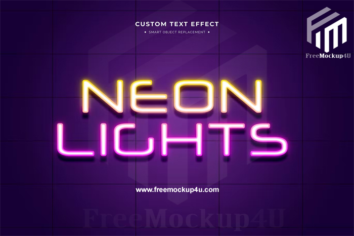 Neon Lights Text Effect Mockup Free Psd