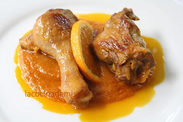 Pato guisado con salsa de naranja