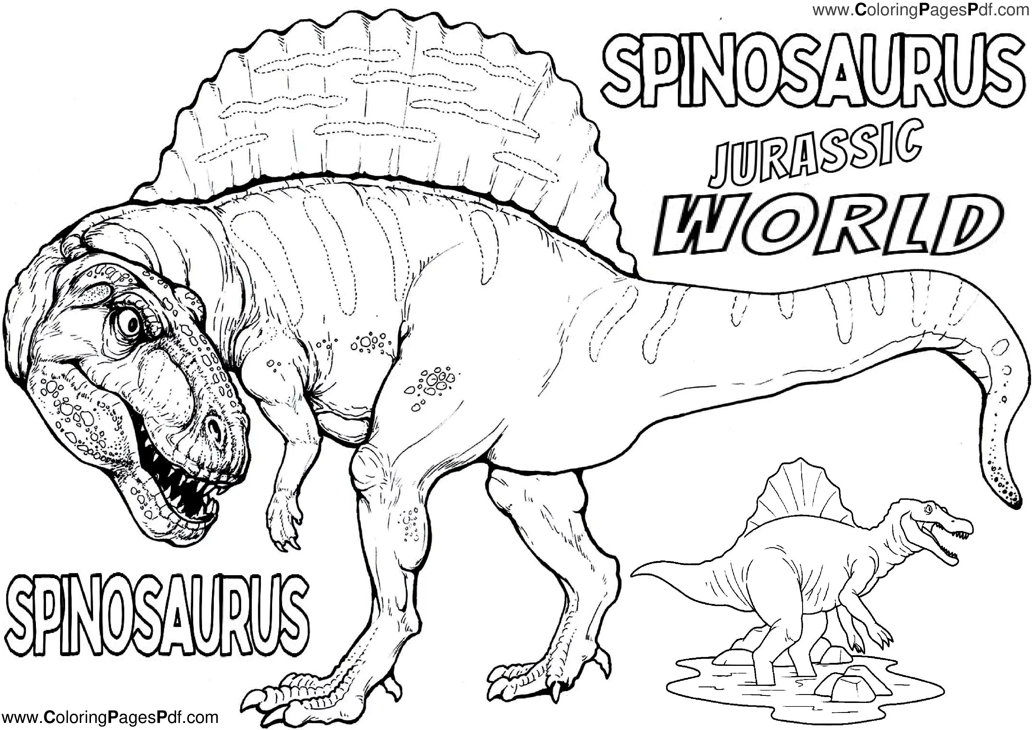 Jurassic world coloring pages spinosaurus