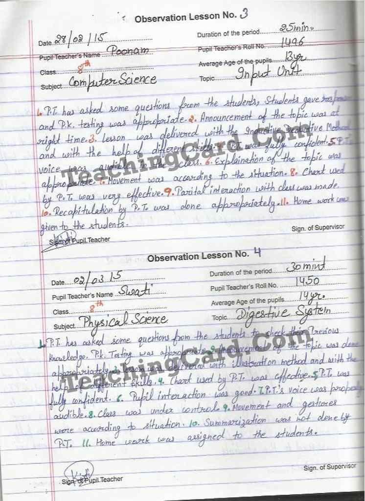 Computer Science Observation Lesson Plan In English Medium For B.Ed, DELED 1st and 2nd Year And School Teachers Free Download PDF And PPT