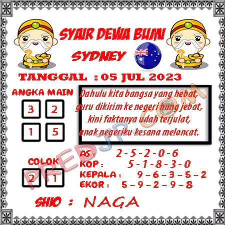 Prediksi Dewa Bumi Sdy Rabu 05-Juli-2023